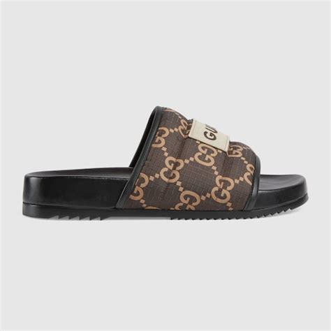 sandalias gucci hombre 2018|Men's GG slide sandal in ebony and beige polyester.